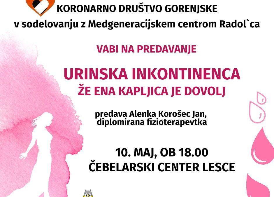 URINSKA INKONTINENCA, ŽE ENA KAPLJICA JE DOVOLJ