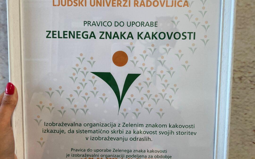 Ponovno pridobili Zeleni znak kakovosti